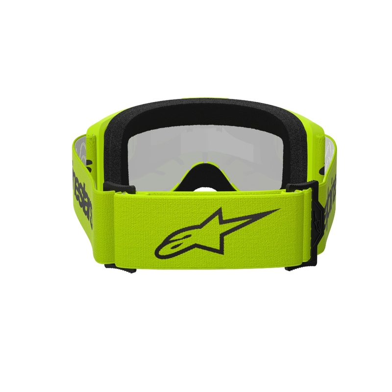 Alpinestars Vision 3 Wordmark fluo geltonos spalvos motokroso akiniai su sidabriniais radialiniais lęšiais