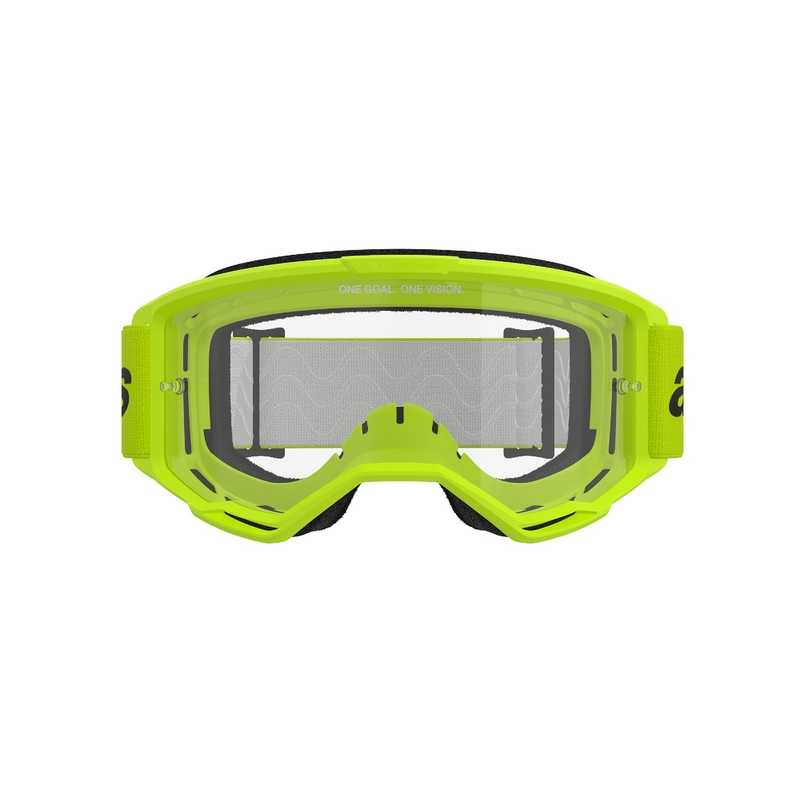 Alpinestars Vision 3 Wordmark fluo geltonos spalvos motokroso akiniai su skaidriu stiklu