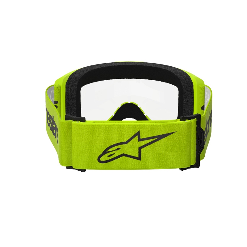 Alpinestars Vision 3 Wordmark fluo geltonos spalvos motokroso akiniai su skaidriu stiklu