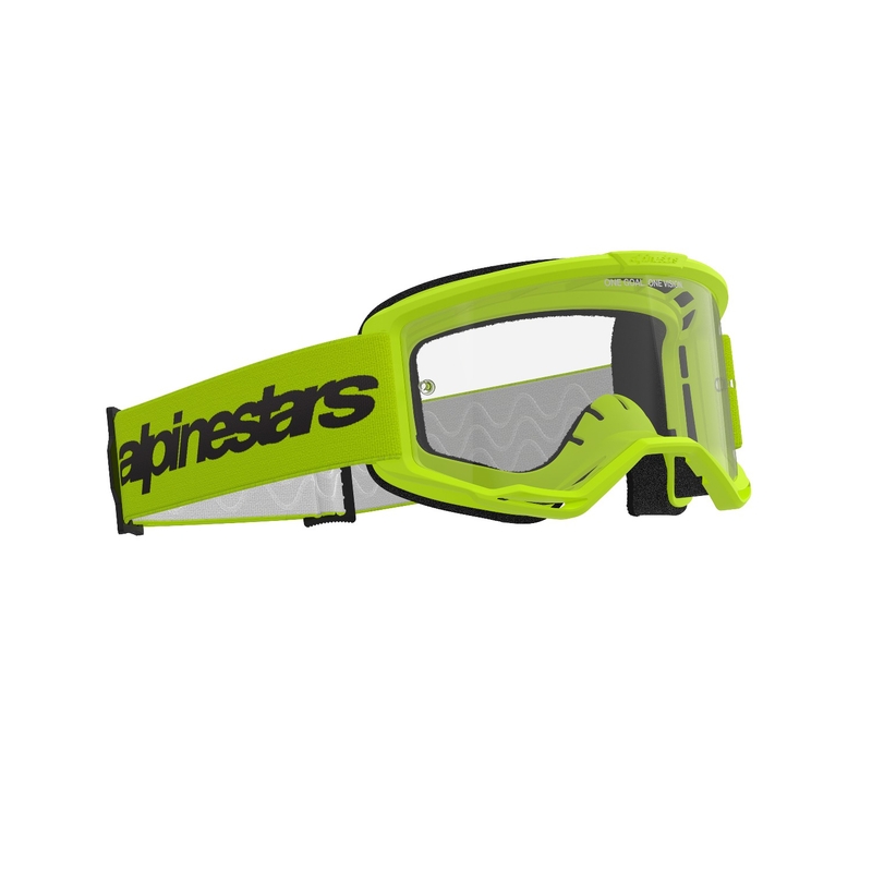 Alpinestars Vision 3 Wordmark fluo geltonos spalvos motokroso akiniai su skaidriu stiklu