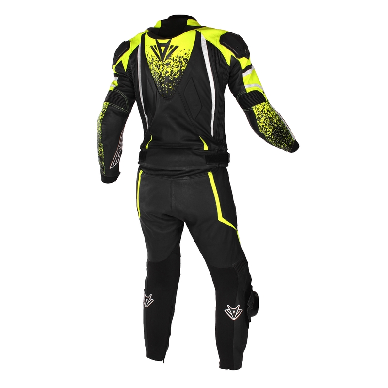 Kombinéza na motorku RSA GT2 černo-bílo-fluo žlutá výprodej - II. jakost