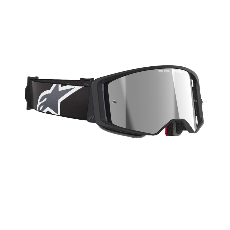Alpinestars Supertech Corp Motokroso akiniai juodai pilki su sidabriniais lęšiais