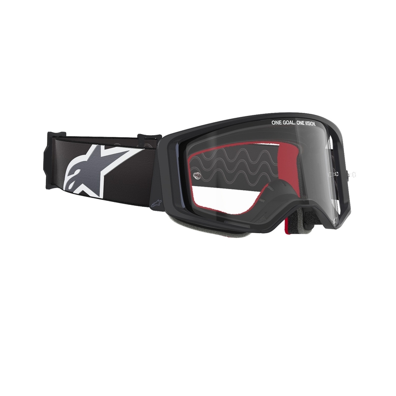 "Alpinestars Supertech Corp" juodos ir pilkos spalvos motokroso akiniai su skaidriais lęšiais
