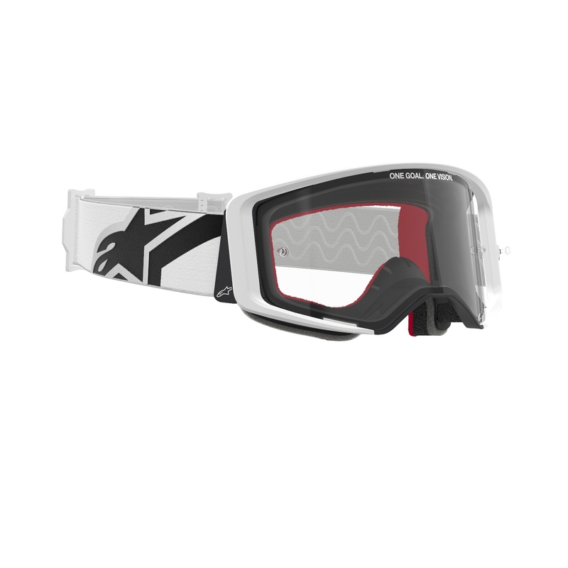 Alpinestars Supertech Corp balti motokroso akiniai su skaidriais lęšiais išpardavimas