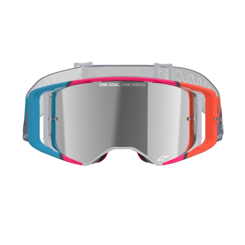 Alpinestars Supertech Stream motokroso akiniai pilkos spalvos su veidrodiniais sidabriniais lęšiais
