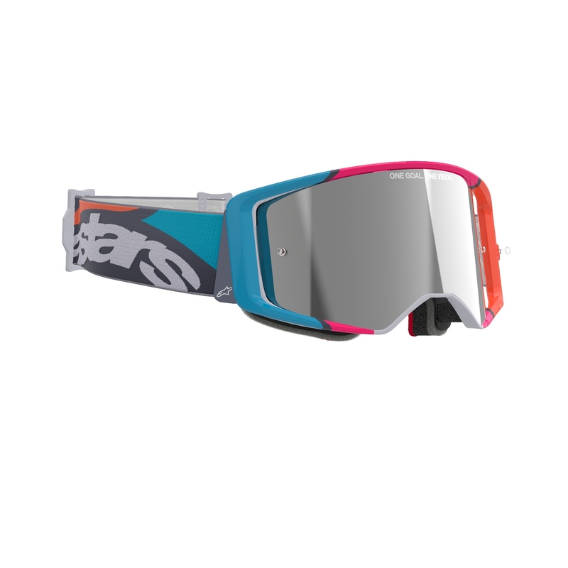 Alpinestars Supertech Stream motokroso akiniai pilkos spalvos su veidrodiniais sidabriniais lęšiais