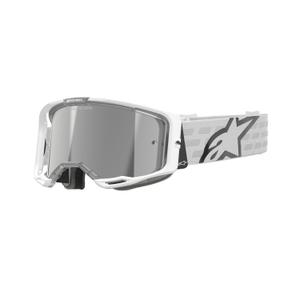 Alpinestars Vision 8 Corp motokroso akiniai balti su veidrodiniais sidabriniais lęšiais