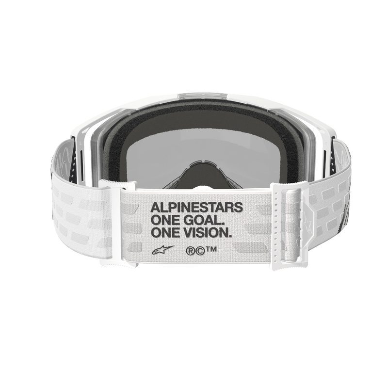 Alpinestars Vision 8 Corp motokroso akiniai balti su veidrodiniais sidabriniais lęšiais
