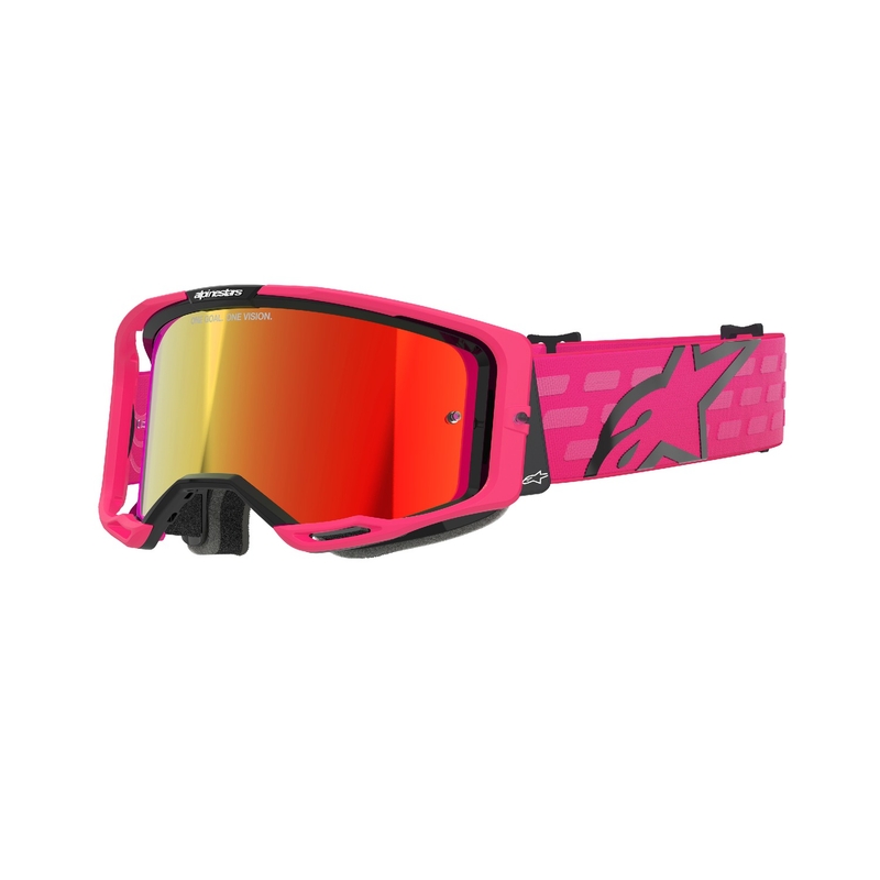 Alpinestars Vision 8 Corp Motokroso akiniai rožinės spalvos su veidrodiniais raudonais lęšiais