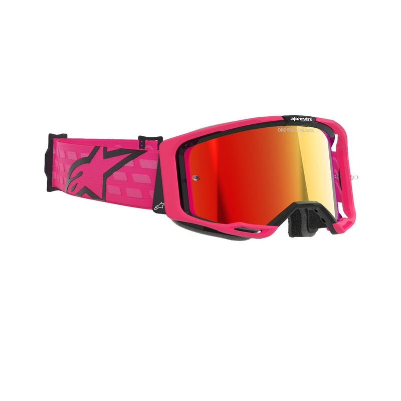 Alpinestars Vision 8 Corp Motokroso akiniai rožinės spalvos su veidrodiniais raudonais lęšiais