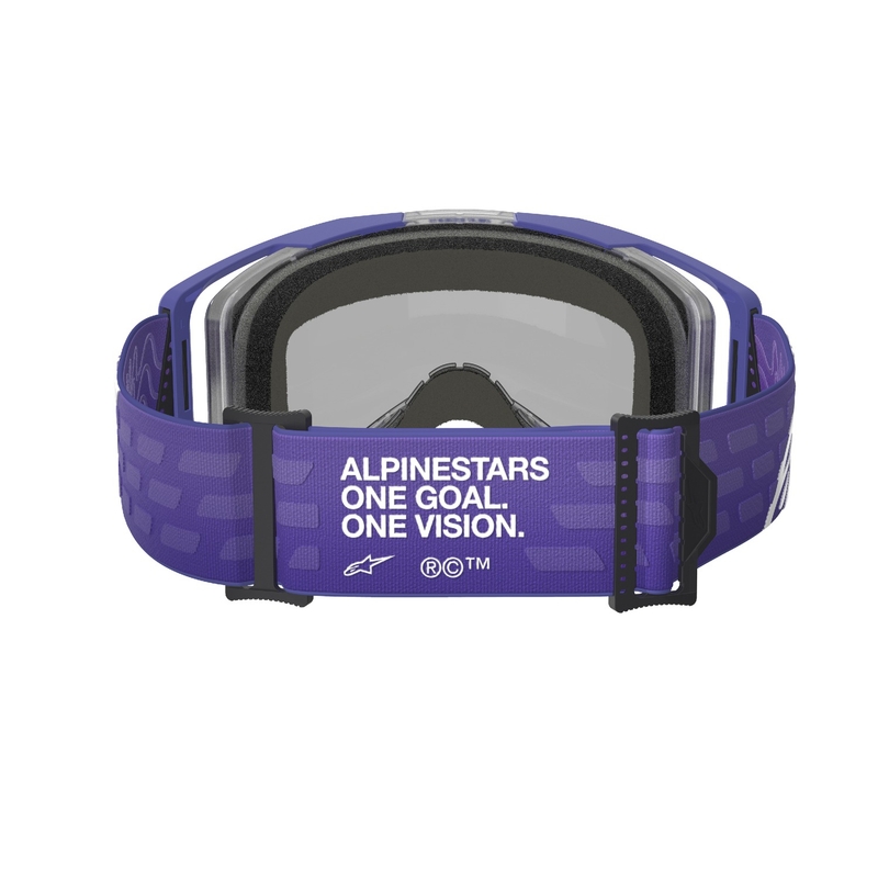 Alpinestars Vision 8 Corp motokroso akiniai violetinės spalvos su veidrodiniais mėlynais lęšiais