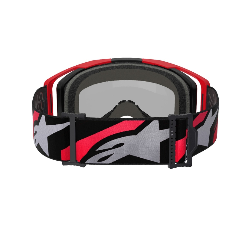 Alpinestars Vision 8 Luar raudonos ir juodos spalvų motokroso akiniai su veidrodiniais sidabriniais lęšiais