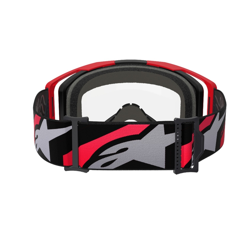 Alpinestars Vision 8 Luar raudonos ir juodos spalvos motokroso akiniai su skaidriais lęšiais