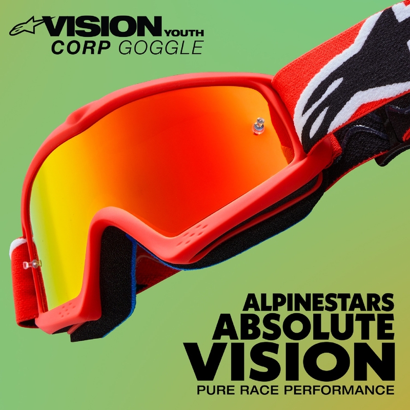 Alpinestars Vision Youth Corp vaikiški motokroso akiniai juodi su skaidriais lęšiais