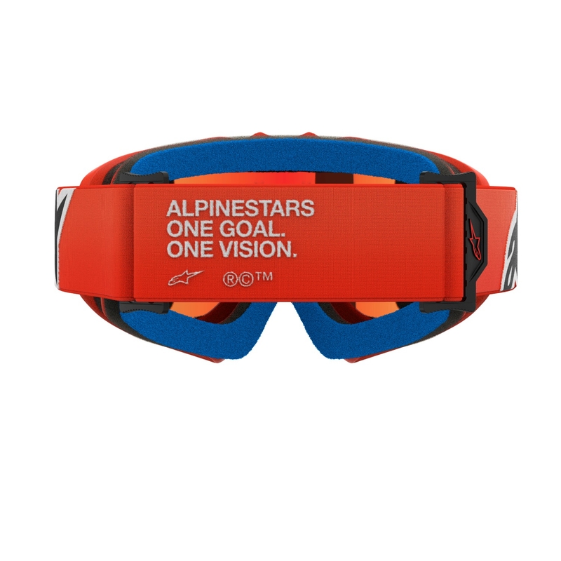 Alpinestars Vision Youth Corp vaikiški motokroso akiniai oranžinės spalvos su veidrodiniais raudonais lęšiais