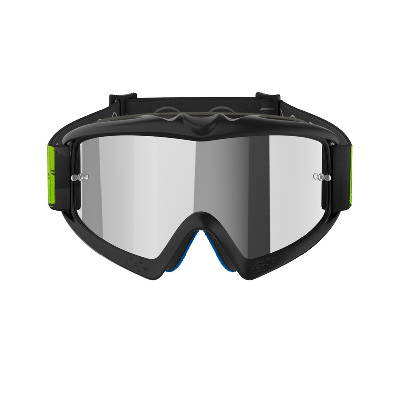 Dětské motokrosové brýle Alpinestars Vision Youth Hollow černo-antracitovo-fluo žluté se zrcadlovým stříbrným zorníkem