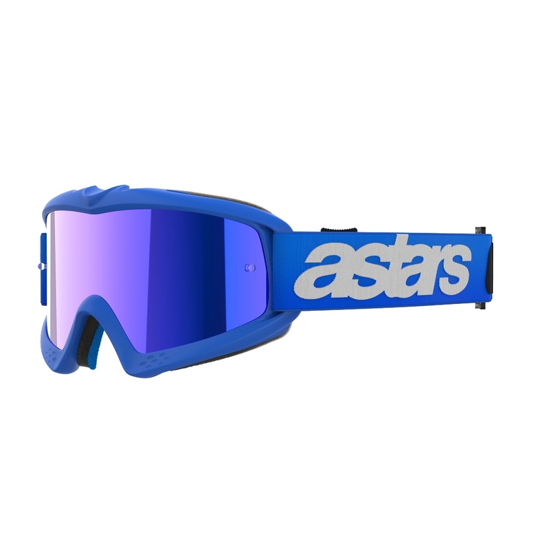 Alpinestars Vision Vision Youth Blaze mėlyni vaikiški motokroso akiniai su veidrodiniais mėlynais lęšiais