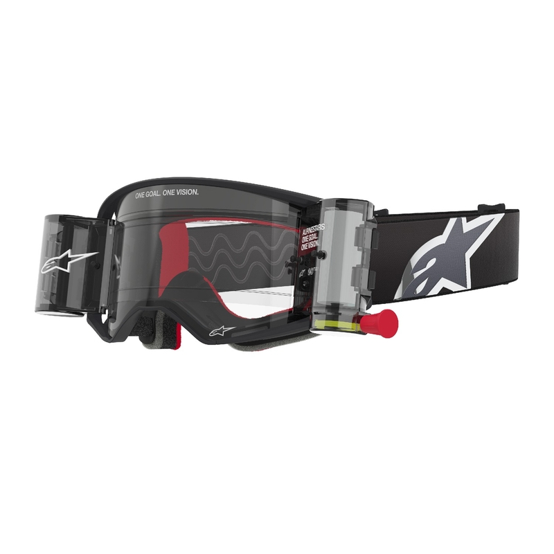 Alpinestars Supertech Corp ROLL-OFF plataus matymo motokroso akiniai juodai pilkos spalvos su skaidriais lęšiais