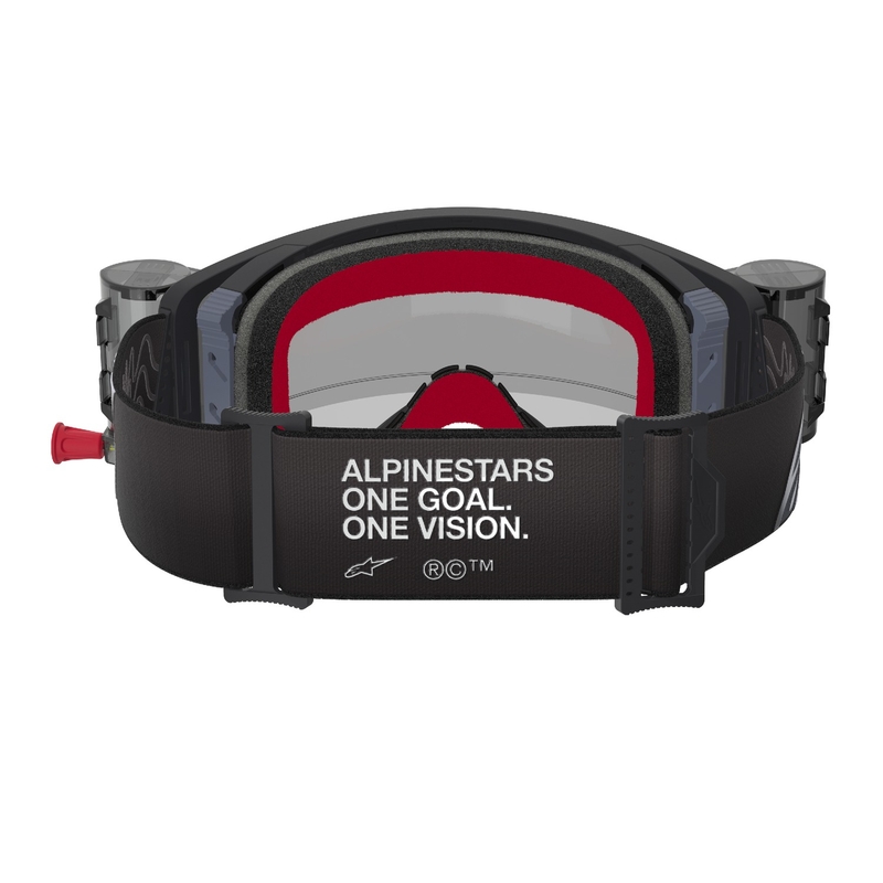 Alpinestars Supertech Corp ROLL-OFF plataus matymo motokroso akiniai juodai pilkos spalvos su skaidriais lęšiais