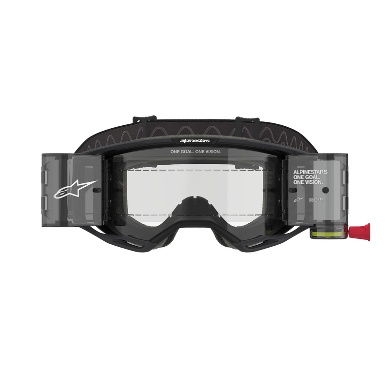 Alpinestars Vision 8 Corp ROLL-OFF plataus matymo motokroso akiniai juodi su skaidriais lęšiais