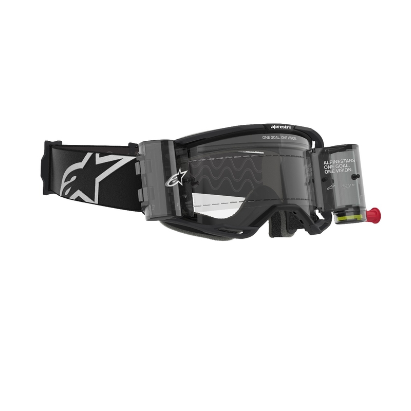 Alpinestars Vision 8 Corp ROLL-OFF plataus matymo motokroso akiniai juodi su skaidriais lęšiais