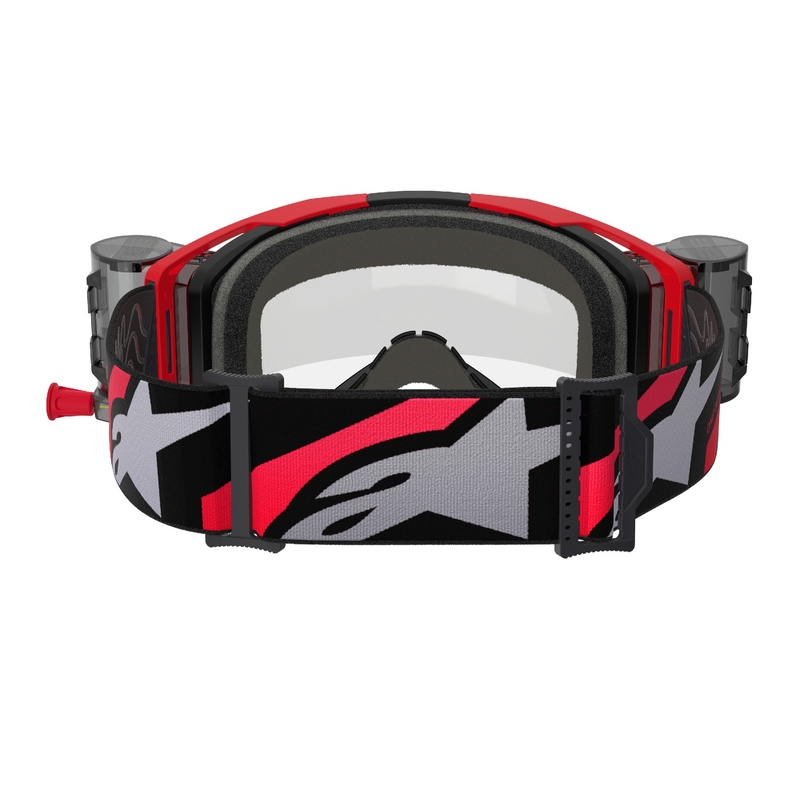 Alpinestars Vision 8 Luar ROLL-OFF plataus matymo motokroso akiniai raudonos ir juodos spalvos su skaidriais lęšiais