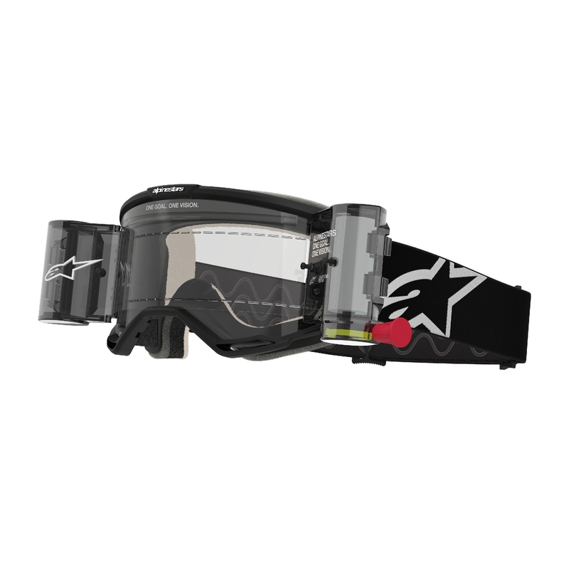 Alpinestars Vision 5 Corp ROLL-OFF plataus matymo motokroso akiniai juodi su skaidriais lęšiais