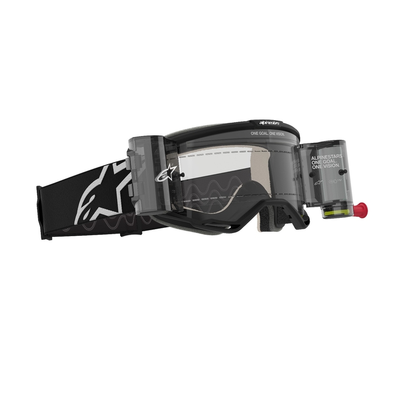 Alpinestars Vision 5 Corp ROLL-OFF plataus matymo motokroso akiniai juodi su skaidriais lęšiais