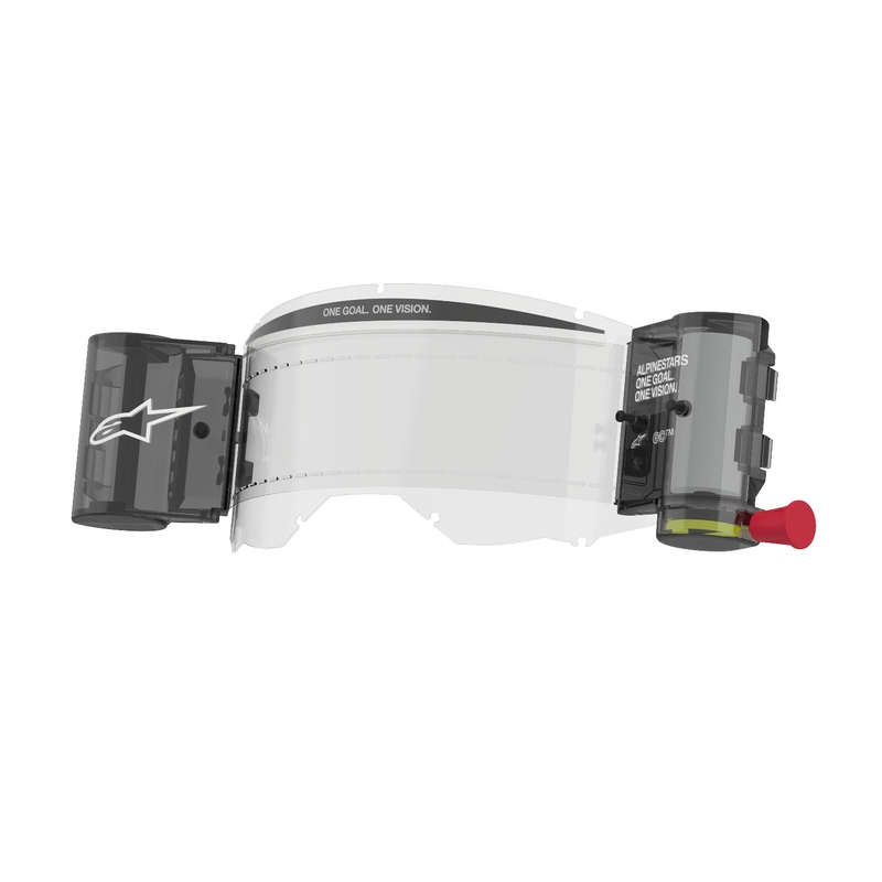 "Alpinestars Roll-off Wide Vision" atsarginis rinkinys "Vision 8/5/3" akiniams su smeigtukais nuplėšiamoms plėvelėms, skaidrus pleksikas