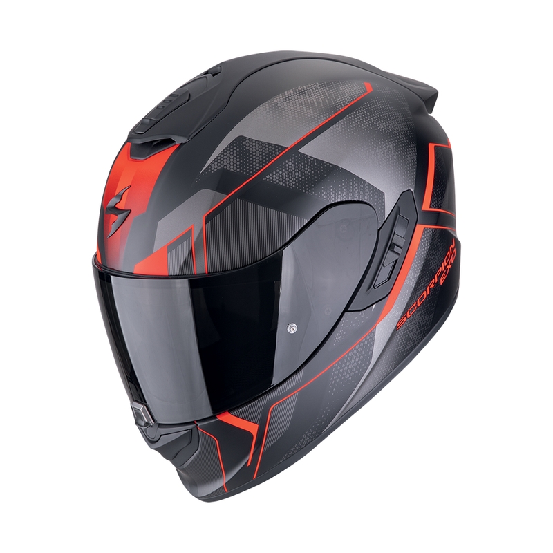 Integruotas motociklininko šalmas Scorpion EXO-1400 EVO II AIR INTENSIO matinis juodai raudonas išpardavimas