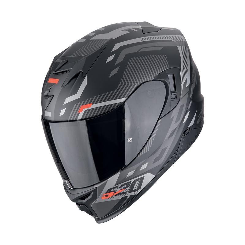 Integruotas motociklininko šalmas Scorpion EXO-520 EVO AIR RANKA matinis juodas-sidabrinis-raudonas išpardavimas