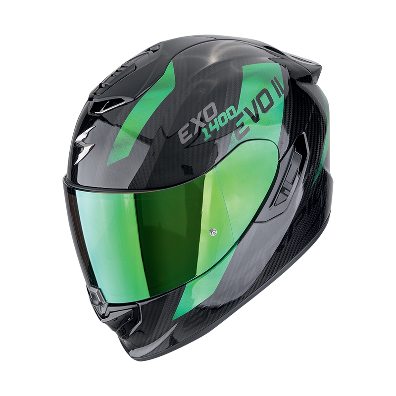 Integrální helma na motorku Scorpion EXO-1400 EVO II CARBON AIR PLATTED černo-zelená výprodej