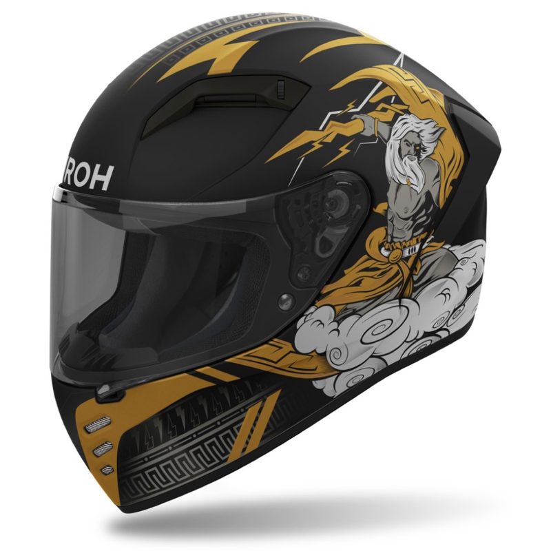 Integruotas motociklininko šalmas "Airoh CONNOR Zeus" matinis juodai auksinis