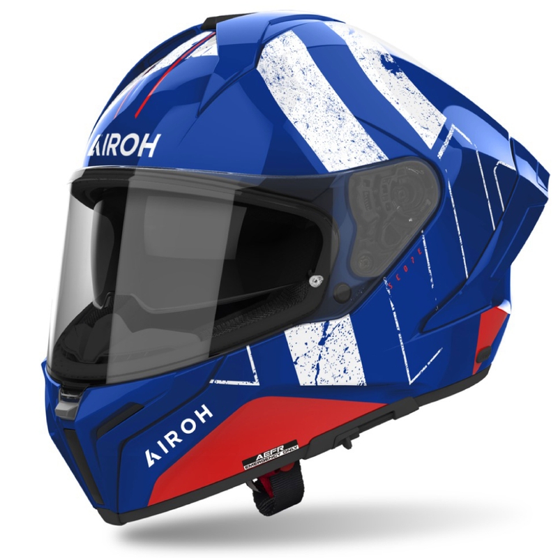 Integruotas motociklininko šalmas "Airoh MATRYX Scope" mėlynai raudonas