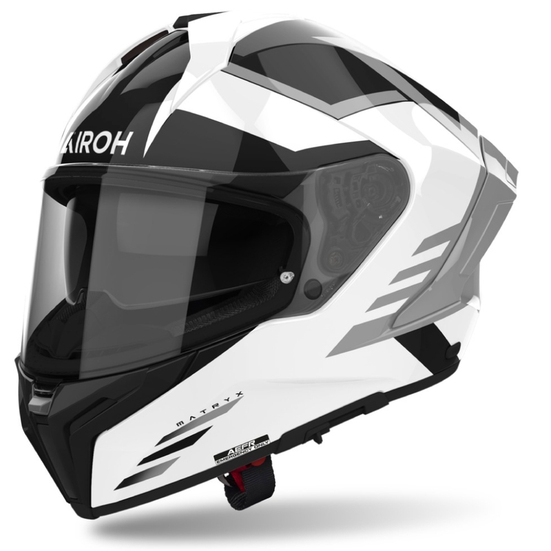 Integruotas motociklininko šalmas Airoh MATRYX Thron baltas