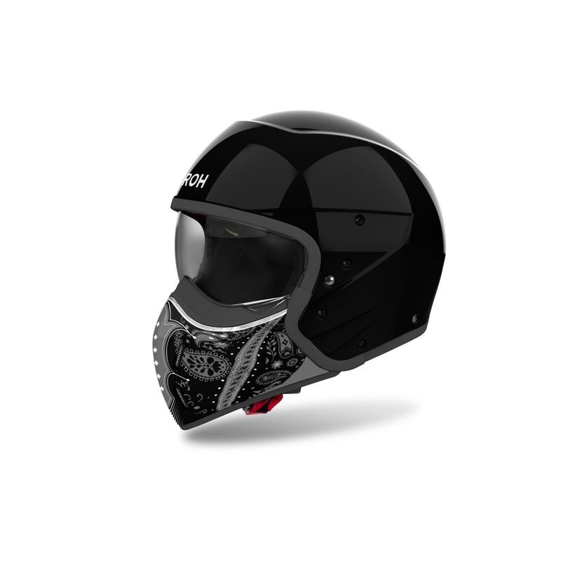 Modulinis motociklininko šalmas "Airoh J110 Paesly" blizgus juodas