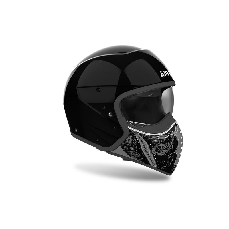Modulinis motociklininko šalmas "Airoh J110 Paesly" blizgus juodas