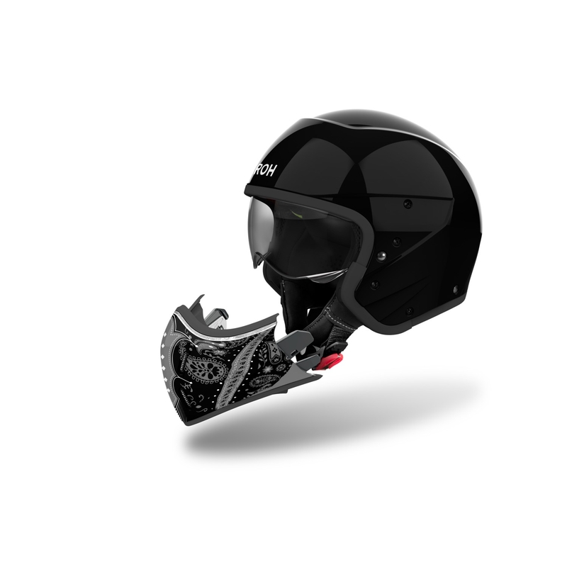 Modulinis motociklininko šalmas "Airoh J110 Paesly" blizgus juodas