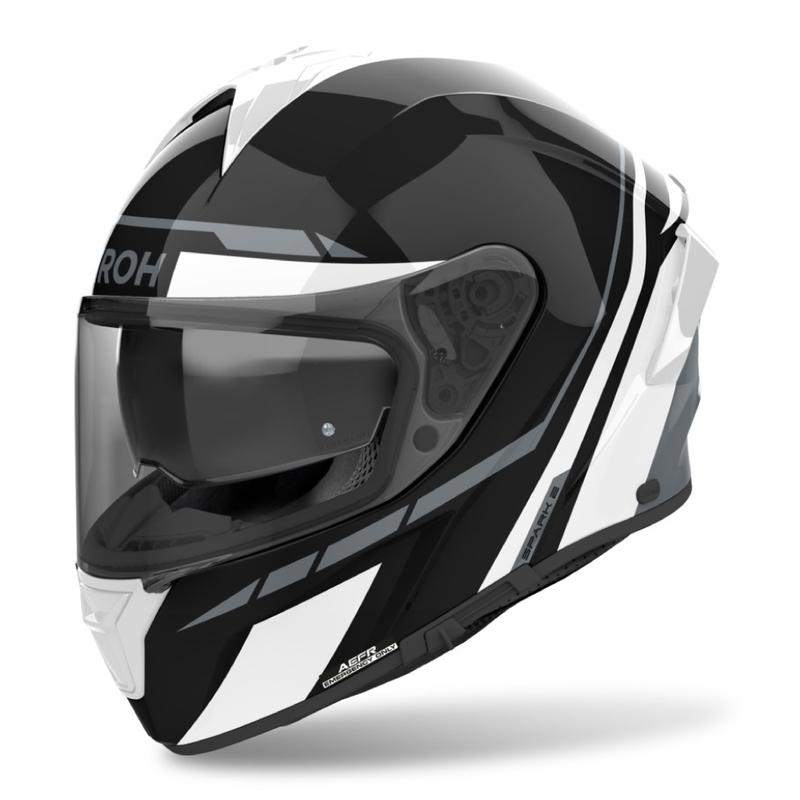 Integruotas motociklininko šalmas Airoh SPARK 2 Spinner blizgus baltas