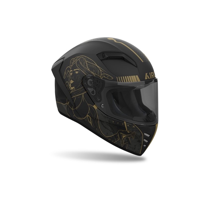 Integruotas motociklininko šalmas Airoh CONNOR Titan matinės juodos spalvos