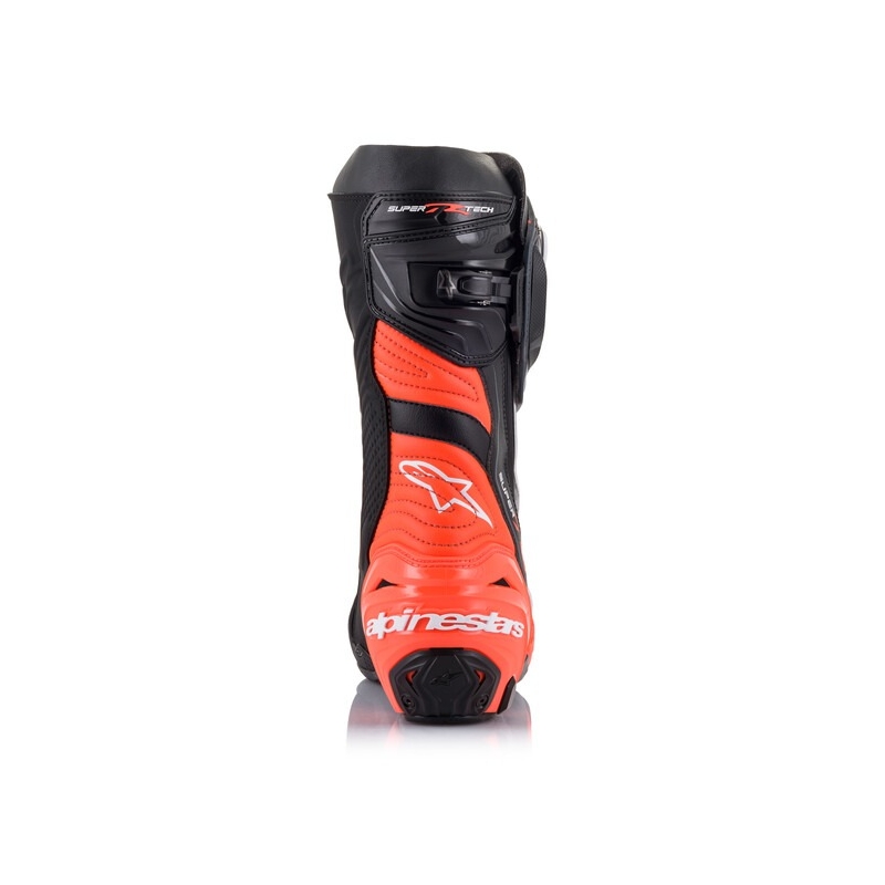 "Alpinestars Supertech R" juodai-fluo raudonai-baltai-pilkos spalvos motociklininko batai