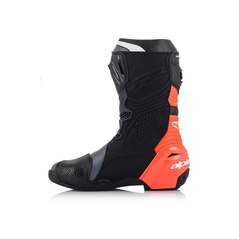 "Alpinestars Supertech R" juodai-fluo raudonai-baltai-pilkos spalvos motociklininko batai