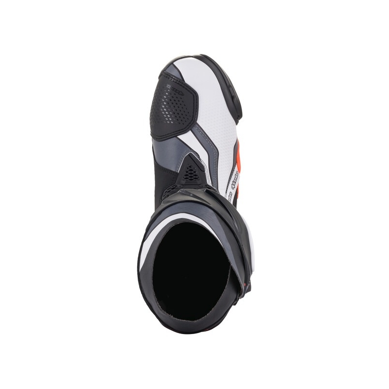 "Alpinestars Supertech R" juodai-fluo raudonai-baltai-pilkos spalvos motociklininko batai