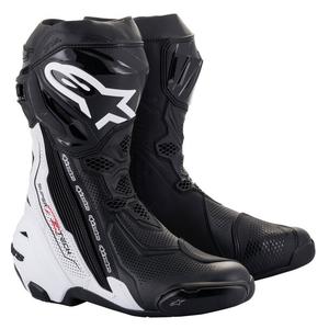 "Alpinestars Supertech R" ventiliuojami juodai balti motociklininko batai