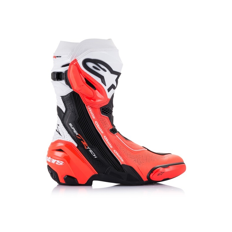 Alpinestars Supertech R Vented Black-White-Fluo Red motociklų batai