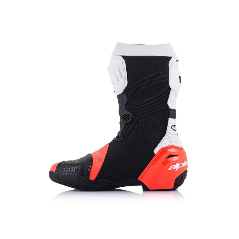 Alpinestars Supertech R Vented Black-White-Fluo Red motociklų batai