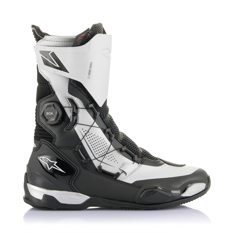Alpinestars SP-X BOA motociklininko batai juodos ir sidabrinės spalvos