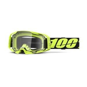 Motokroso akiniai 100% ARmatic Neon Yellow su skaidriu stiklu