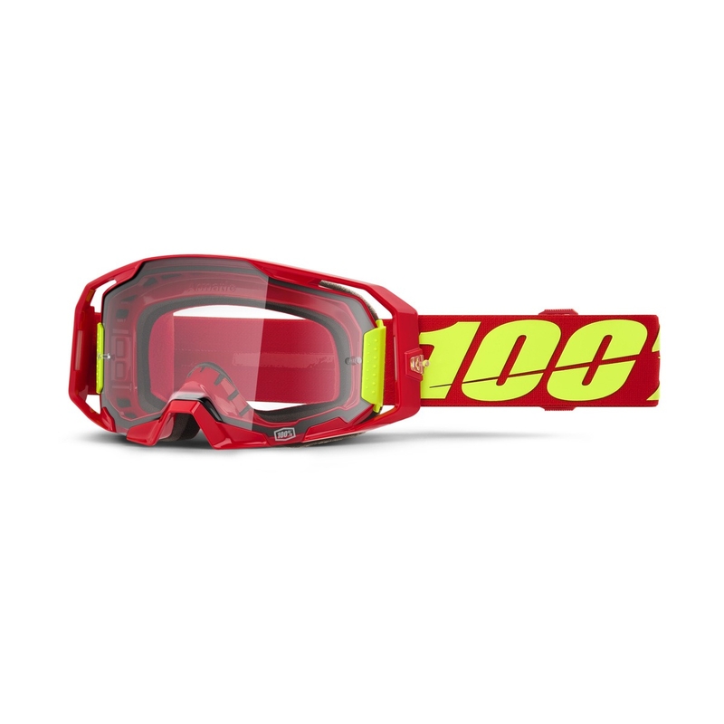 Motokroso akiniai 100% ARmatic raudoni su skaidriu stiklu