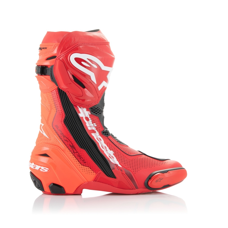 Alpinestars Supertech R Vented fluo raudoni motociklininko batai